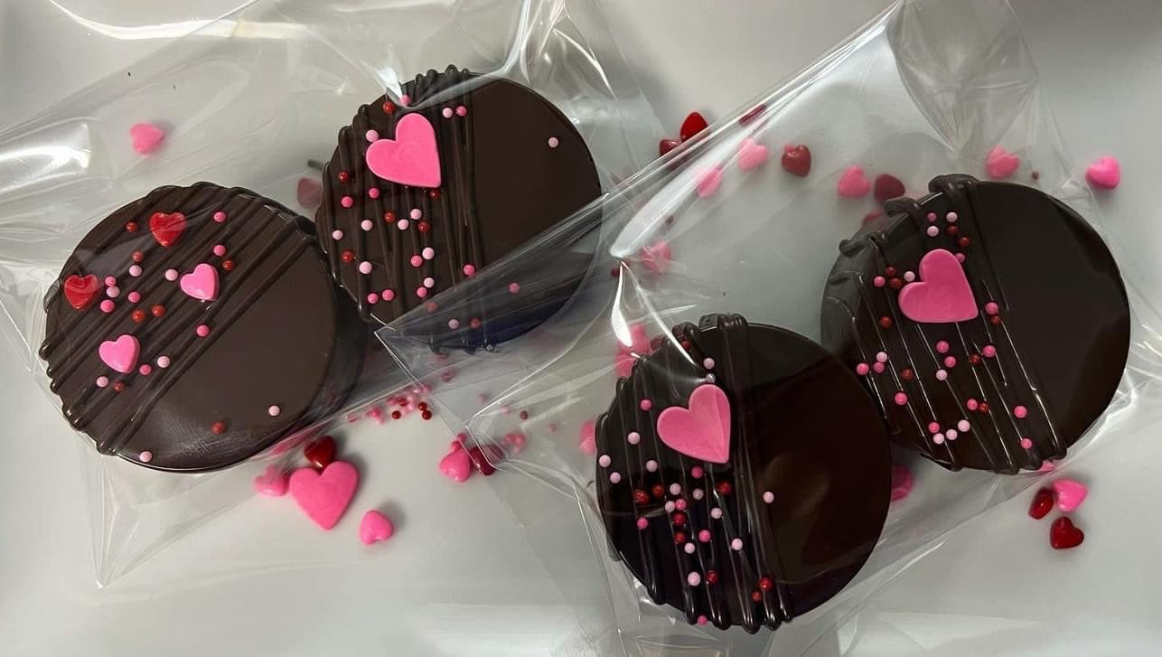 Valentine's Day Milk Chocolate Covered Sandwich Cookies