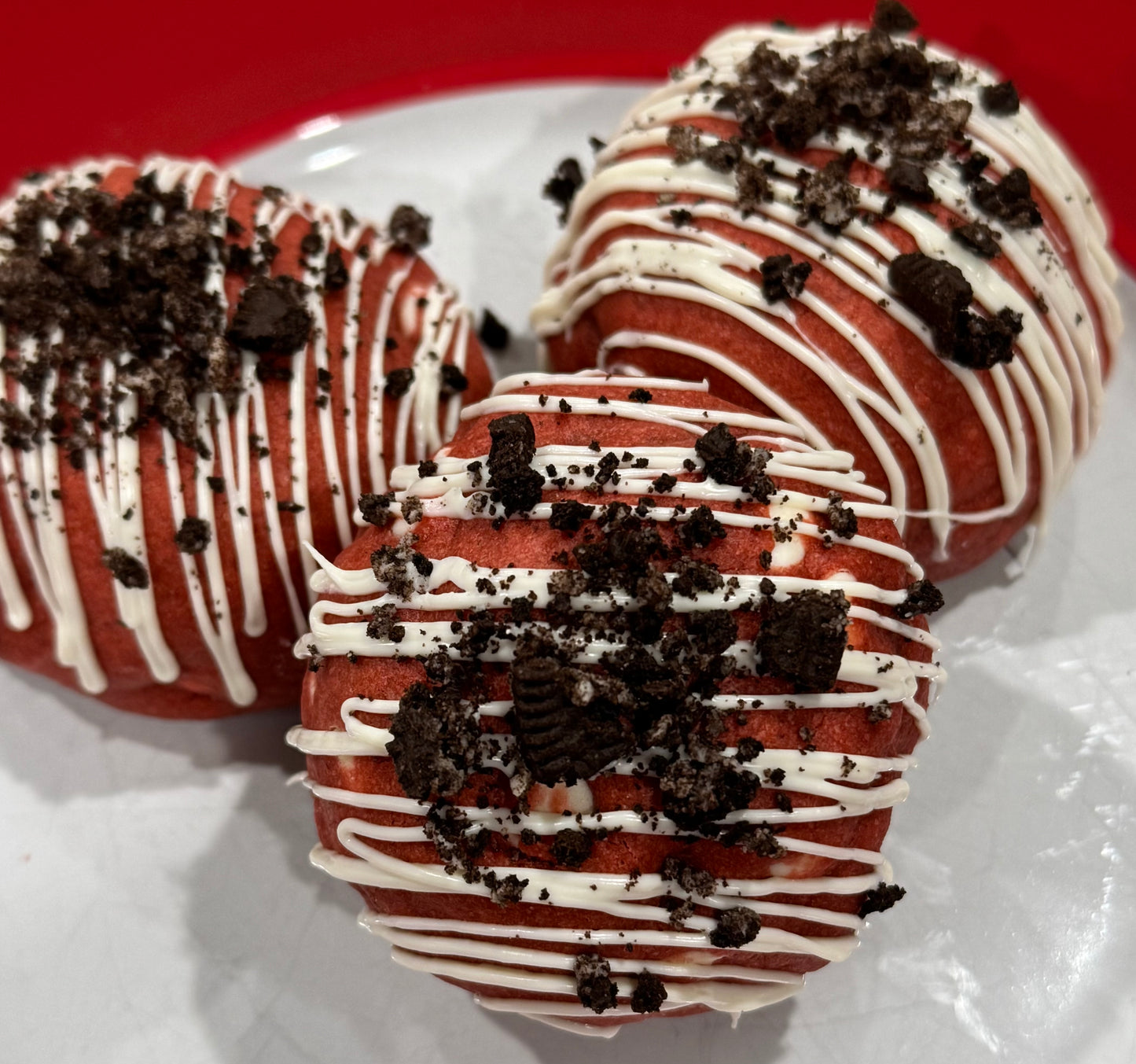 Red Velvet Oreo Stuffed Cookie