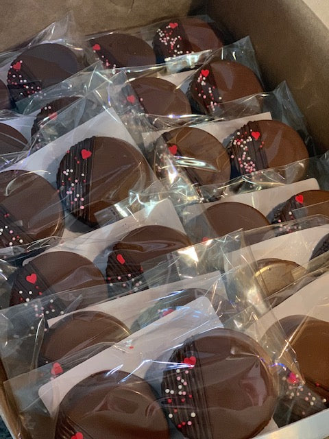 Valentine's Day Milk Chocolate Covered Sandwich Cookies