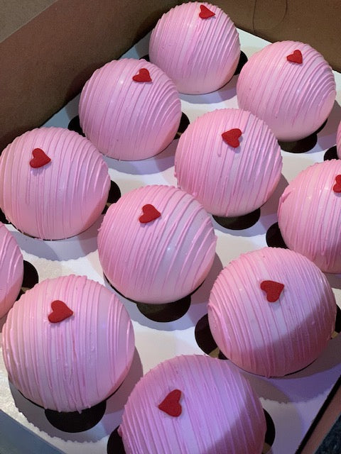 Valentine's Day Strawberries N Cream Hot Cocoa Bombs